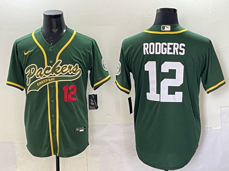 Men 2025 Green Bay Packers #12 Rodgers Green Joint Name Nike Limited NFL Jersey style 003